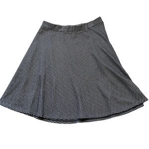 Talbots Navy Blue and White Geometric Print Stretch Circle Skirt 12